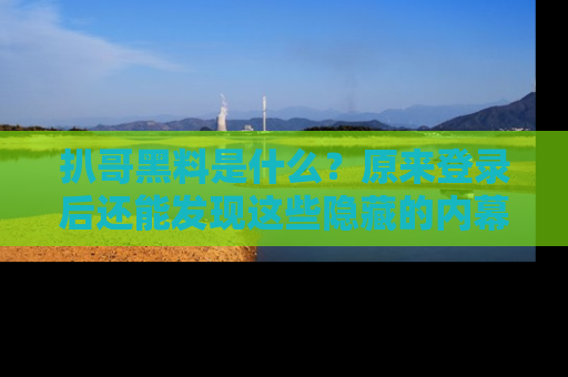 扒哥黑料是什么？原来登录后还能发现这些隐藏的内幕！