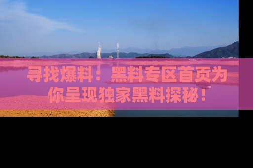 寻找爆料：黑料专区首页为你呈现独家黑料探秘！